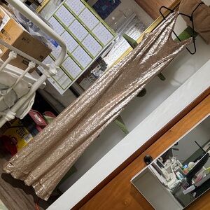 Sequin Slip Dress in Rose Gold